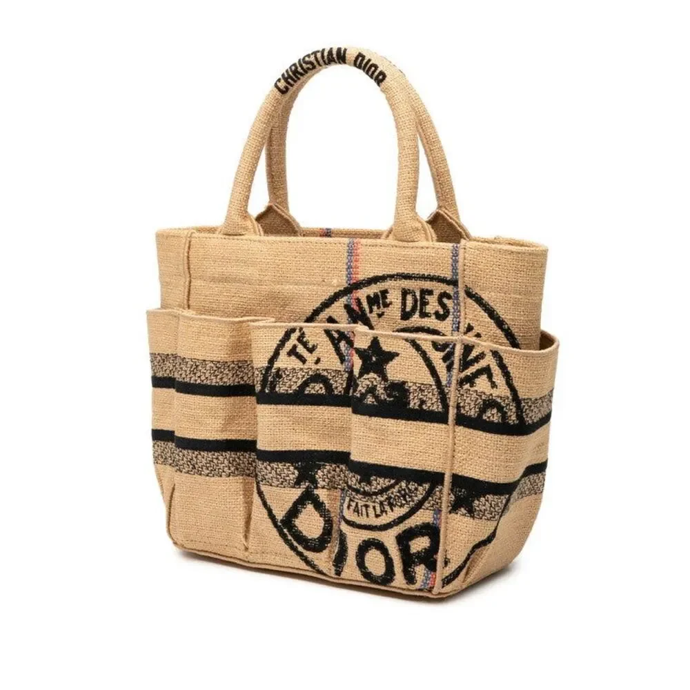 Dior Catherine Small Canvas Jute Tote Bag